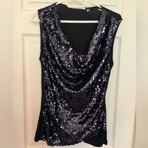 Tahari Sleeveless Sequined Blouse